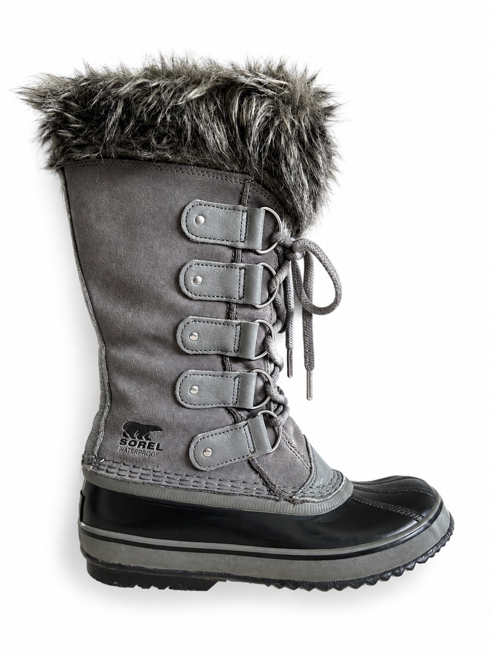Sorel Joan of Arctic Waterproof Insulated Snow Boots Quarry Gray Black Size 8